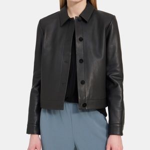 Theory Cropped Leather Jacket